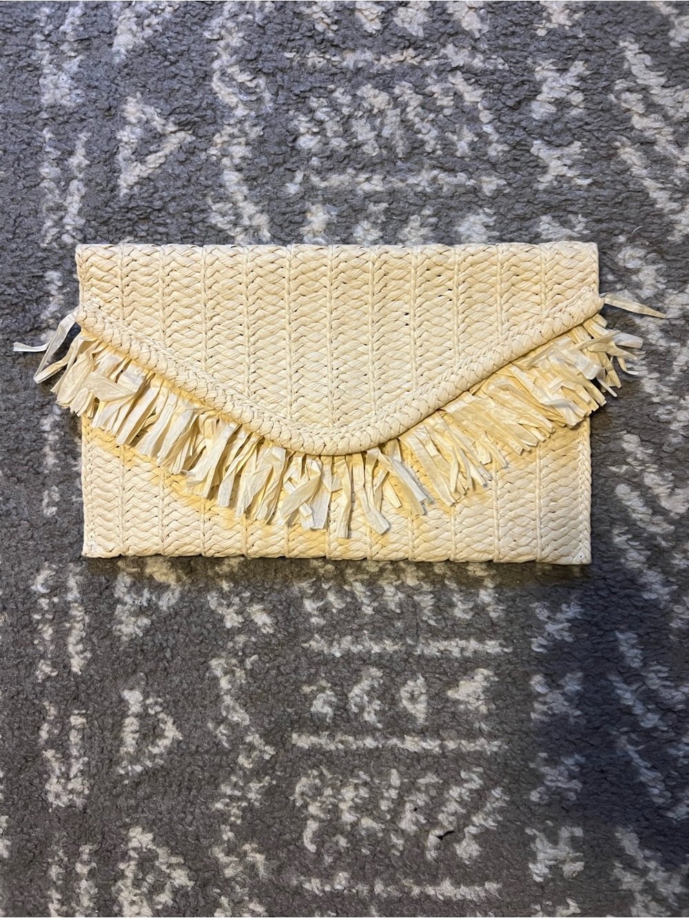 Mark & Graham Cream Woven Fringe Envelope Clutch